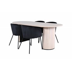 Bianca Oval Dining Table - White Wash / Black Veneer+Berit Chair - Black / Black Velvet_4