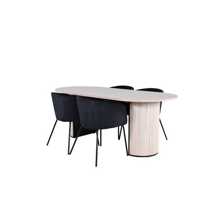 Bianca Oval Dining Table - White Wash / Black Veneer+Berit Chair - Black / Black Velvet_4