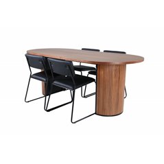 Bianca Oval Dining Table , Walnut Black Veneer+Kenth Chair , Black Black PU_4