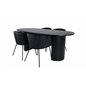 Bianca Oval Dining Table - Black / Black Veneer+Berit Chair - Black / Black Velvet_4