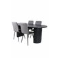 Bianca Oval Dining Table - Black / Black Veneer+Windu Lyx Chair - Black / Grey Micro Fibre_4