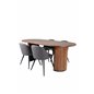 Bianca Oval Dining Table , Walnut Black Veneer+Velvet Stitches Chair , Black Grey Micro Fibre_4