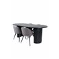 Bianca Oval Dining Table - Black / Black Veneer+Velvet Stitches Chair - Black / Grey Micro Fibre_4