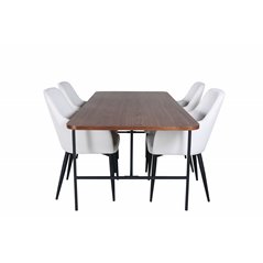 Uno Dining Table , Black Walnut Veneer+Comfort Dining Chair , Beige Black_4