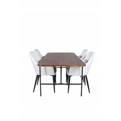 Uno spisebord, sort valnøddefiner + komfort spisebordsstol, beige sort_4