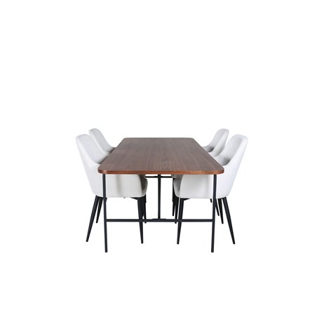 Uno spisebord, sort valnøddefiner + komfort spisebordsstol, beige sort_4