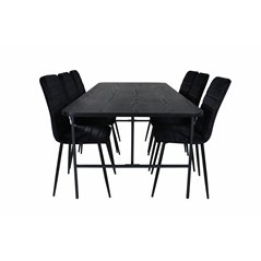 Uno Dining Table , Black Black Veneer+Windu Lyx Chair , Black Black Velvet_6