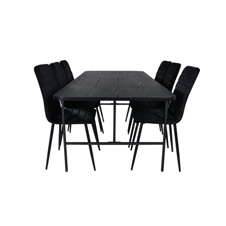 Uno ruokapöytä, musta musta viilu + Windu Luxury tuoli, musta musta sametti_6