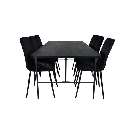 Uno Dining Table , Black Black Veneer+Windu Lyx Chair , Black Black Velvet_6