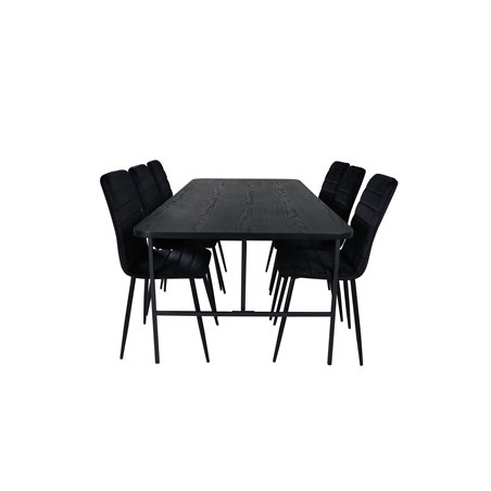 Uno spisebord, sort sort finer + vindues luksusstol, sort sort fløjl_6