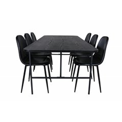 Uno Dining Table , Black Black Veneer+Polar Dining Chair , Black Black_6