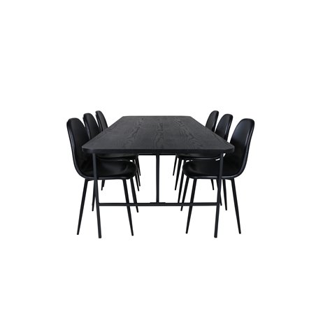Uno Dining Table , Black Black Veneer+Polar Dining Chair , Black Black_6