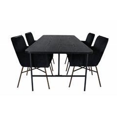 Uno Dining Table , Black Black Veneer+Pippi Chair , Black Black Velvet_4