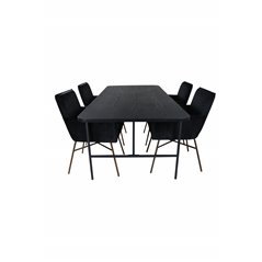 Uno Dining Table , Black Black Veneer+Pippi Chair , Black Black Velvet_4