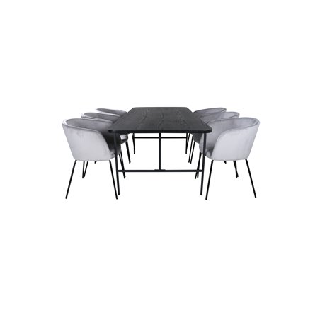 Uno spisebord, sort sort finer + Berit stol, sort lysegrå fløjl_6