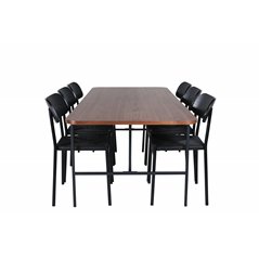 Uno Dining Table , Black Walnut Veneer+Polly Dining Chair , Black Black_6