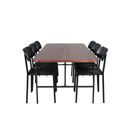 Uno Dining Table , Black Walnut Veneer+Polly Dining Chair , Black Black_6