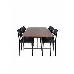 Uno Dining Table , Black Walnut Veneer+Polly Dining Chair , Black Black_6