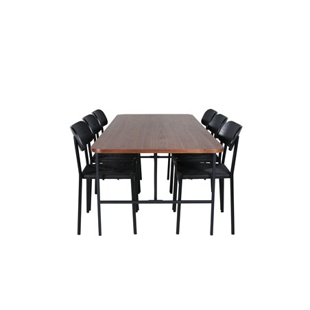 Uno Dining Table , Black Walnut Veneer+Polly Dining Chair , Black Black_6