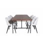 Uno Dining Table , Black Walnut Veneer+Velvet Dining Chair Corduroy , Beige Black_6