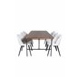 Uno spisebord, sort valnøddefiner + fløjl spisebordsstol fløjlsbukser, beige sort_6