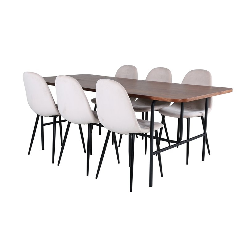 Uno Dining Table - Black / Walnut Veneer+Polar Dining Chair- Black legs / Beige Velvet (ersätter 19902-880)_6