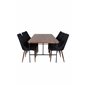 Uno Dining Table , Black Walnut Veneer+Leone Dining Chair , Walnut legs , Black Fabric_6