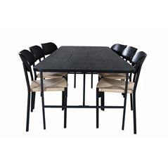 Uno Dining Table , Black Black Veneer+Polly Dining Chair , Nature Black_6