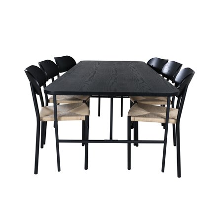 Uno Dining Table , Black Black Veneer+Polly Dining Chair , Nature Black_6