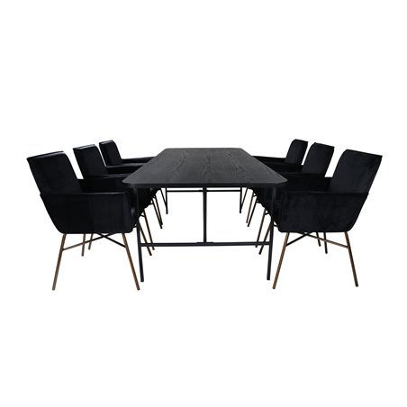 Uno Dining Table , Black Black Veneer+Pippi Chair , Black Black Velvet_6