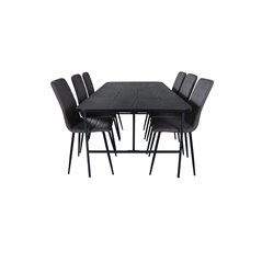 Uno ruokapöytä, musta musta viilu + Windu Luxury tuoli, musta harmaa mikrokuitu_6
