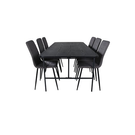 Uno spisebord, sort sort finer + Windu luksusstol, sort grå mikrofiber_6