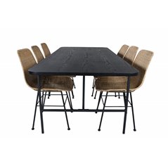 Uno Dining Table , Black Black Veneer+Bali dining chair , Nature Black_6