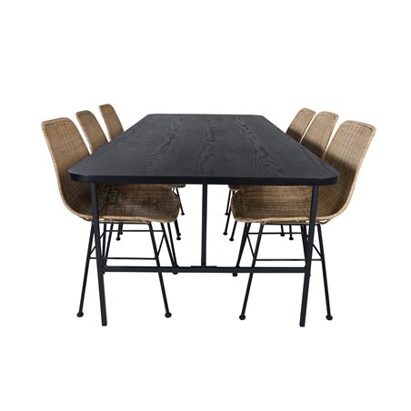 Uno Dining Table , Black Black Veneer+Bali dining chair , Nature Black_6