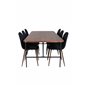 Uno Dining Table , Black Walnut Veneer+Polar Dining Chair , Walnut Legs , Black Fabric_6