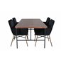 Uno spisebord, sort valnøddefiner + Pippi stol, distressed kobber, sort fløjl_4