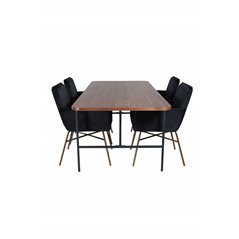 Uno Dining Table , Black Walnut Veneer+Pippi Chair , Distressed Copper Black Velvet_4