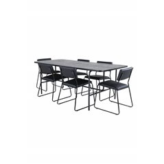 Uno Dining Table - Black / Black Veneer+Kenth Chair - Black / Black PU_6