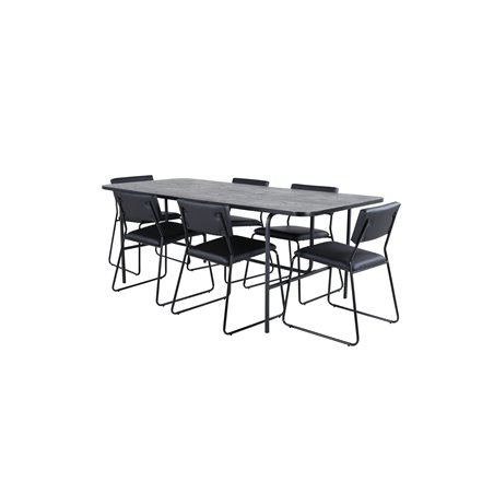 Uno Dining Table - Black / Black Veneer+Kenth Chair - Black / Black PU_6