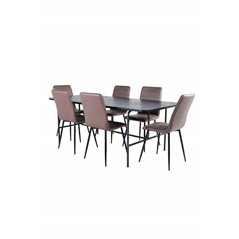 Uno ruokapöytä - musta / musta viilu + Windu Lyx tuoli - musta / ruskea mikrokuitu_6