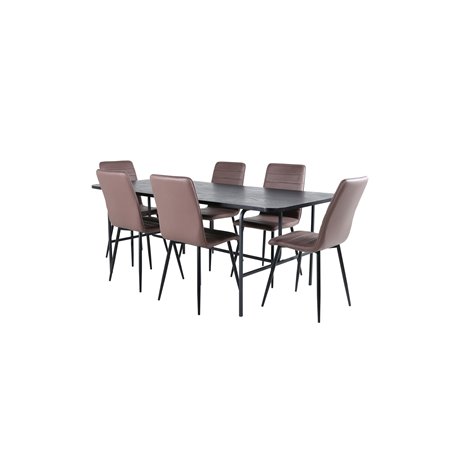 Uno ruokapöytä - musta / musta viilu + Windu Lyx tuoli - musta / ruskea mikrokuitu_6