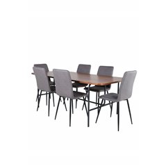 Uno Dining Table - Black / Walnut Veneer+Windu Lyx Chair - Black / Grey Micro Fibre_6
