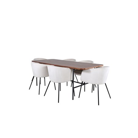 Uno Dining Table - Black / Walnut Veneer+Berit Chair - Black / Beige Velvet_6