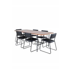 Uno ruokapöytä - musta / pähkinäviilu + Kenth tuoli - musta / musta PU_6