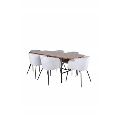 Uno Dining Table - Black / Walnut Veneer+Berit Chair - Black / Light Grey Velvet_6