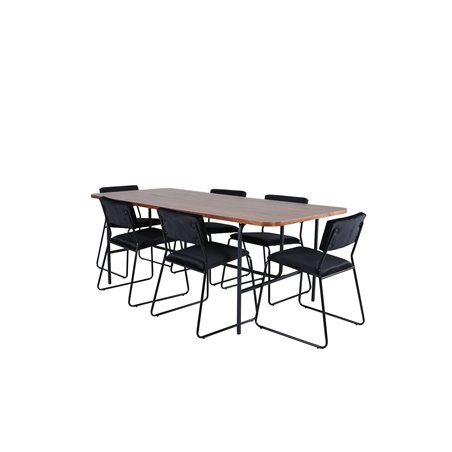 Uno Dining Table - Black / Walnut Veneer+Kenth Chair - Black / Black Velvet_6