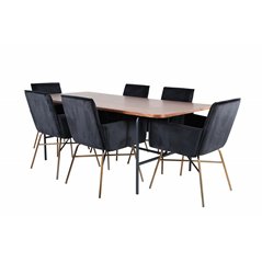 Uno Dining Table - Black / Walnut Veneer+Pippi Chair - Distressed Copper / Black Velvet_6