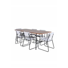 Uno Dining Table - Black / Walnut Veneer+Kenth Chair - Black / Light Grey Velvet_6
