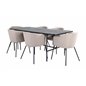 Uno Dining Table - Black / Black Veneer+Berit Chair - Black / Beige Fabric (Polyester linen )_6