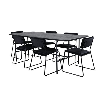 Uno Dining Table - Black / Black Veneer+Kenth Chair - Black / Black Velvet_6